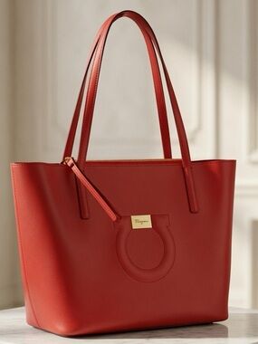 Salvatore Ferragamo Red Leather Tote with Pouch CLEANOUT SALE OFFERS WELCOME